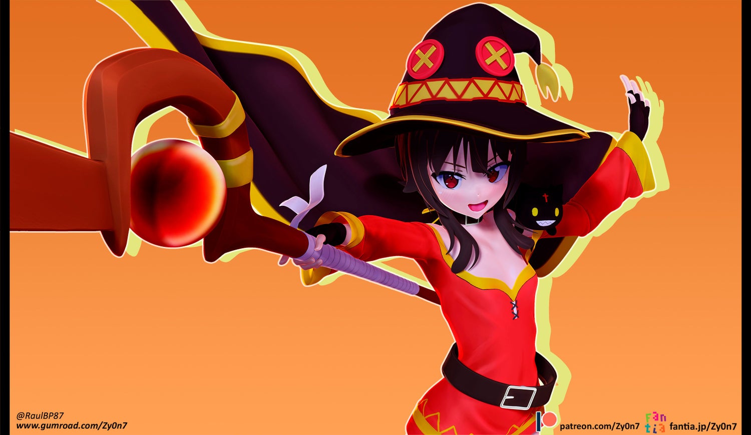 Megumin render 3d model set pmx sfm payhip