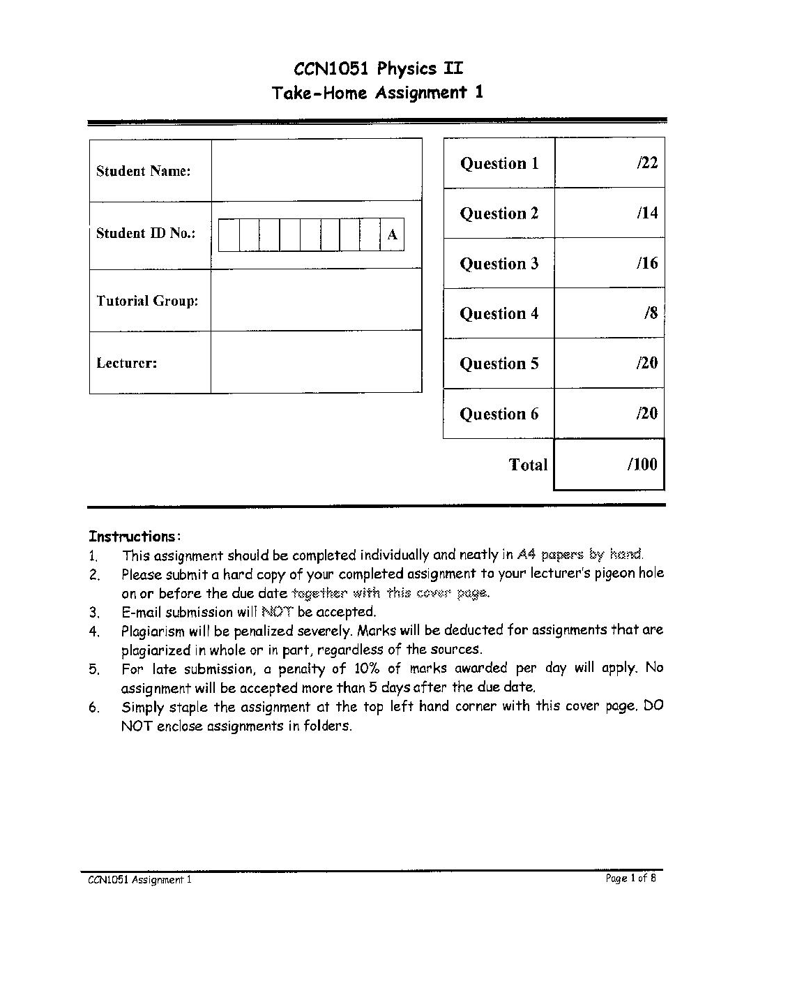 PolyU HKCC CCN1051 Physics II Assignment2 Payhip