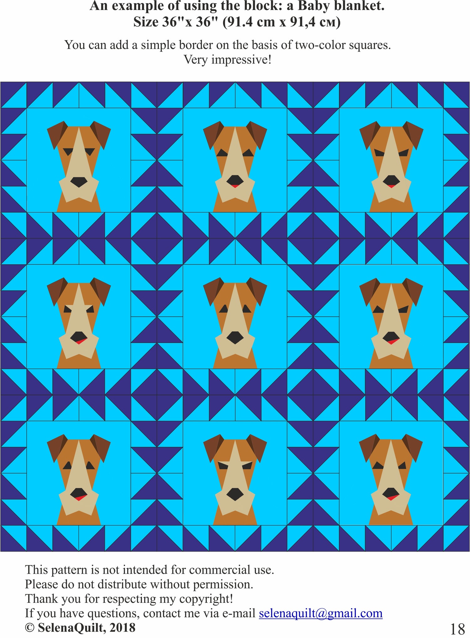 Great Dane Quilt Block PDF Pattern 4 versions in technology Paper