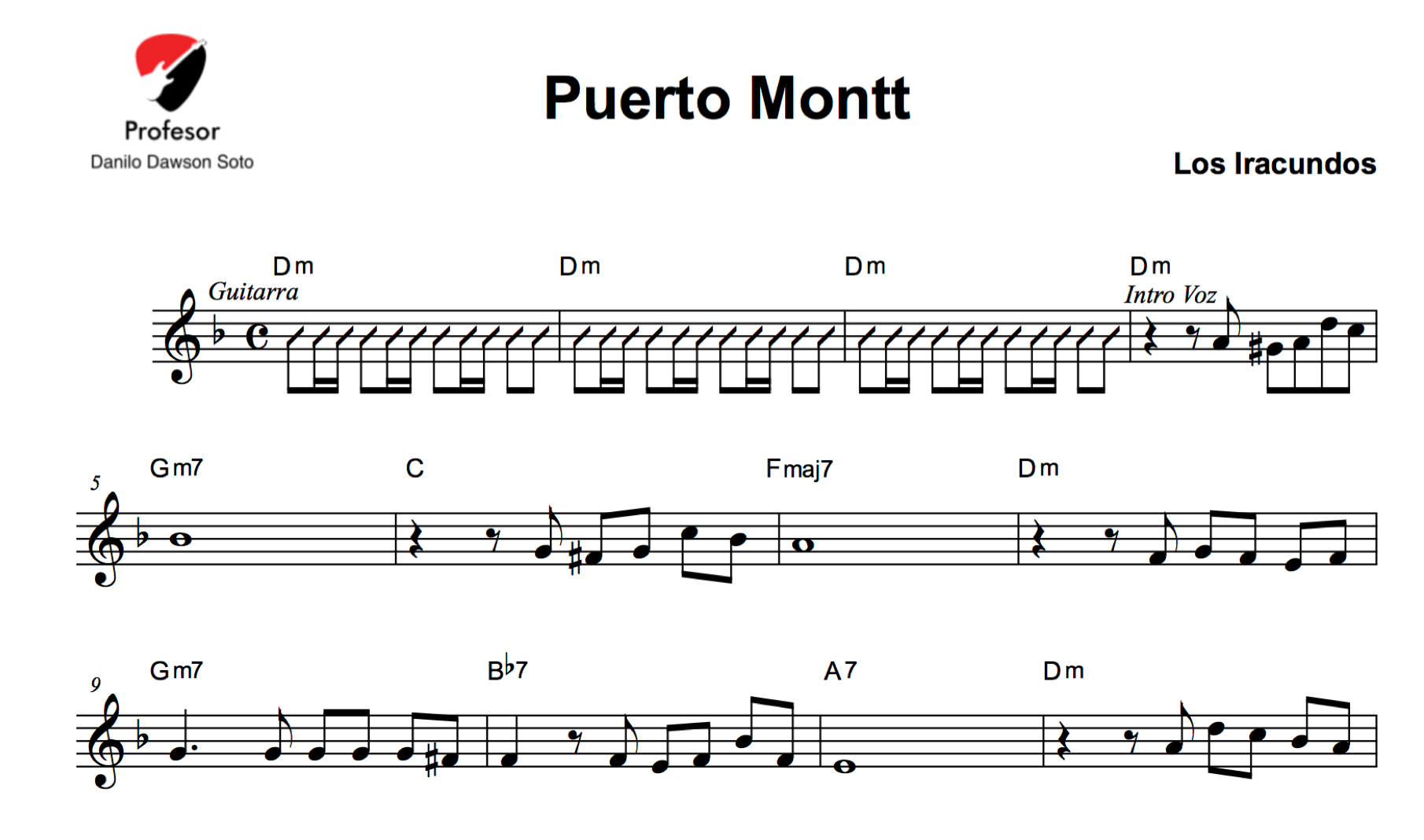 PARTITURA DE LA CANCIÓN PUERTO MONTT (Los Iracundos)