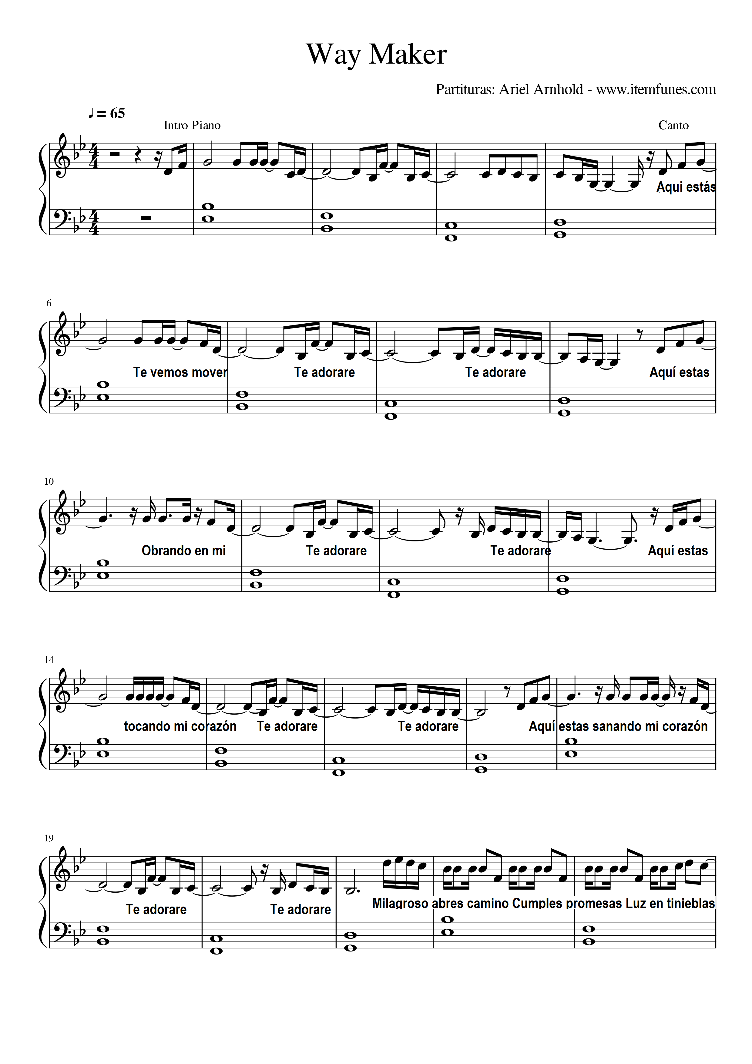 WAY MAKER - Aqui Estas - Sinach - Partitura Piano - Payhip