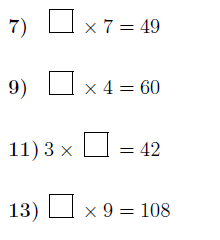 multiplication finding missing numbers worksheet with solutions payhip