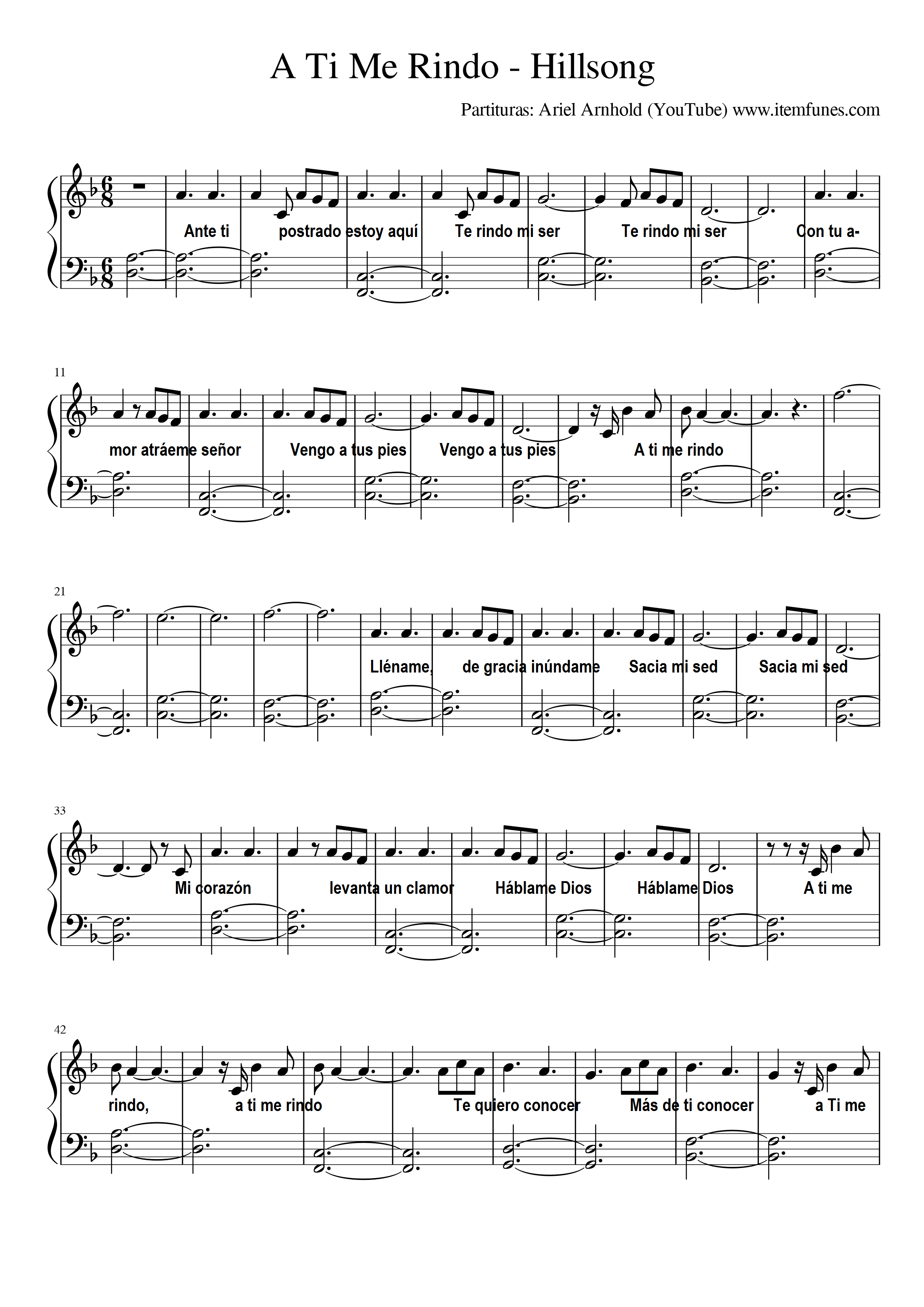 I SURRENDER - A TI ME RINDO - Partitura Completa Piano Melodia Acordes Letra  - Payhip