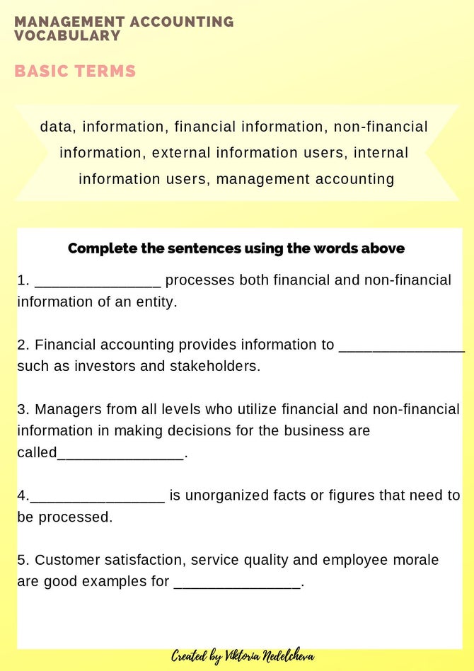Management accounting vocabulary worksheet Payhip