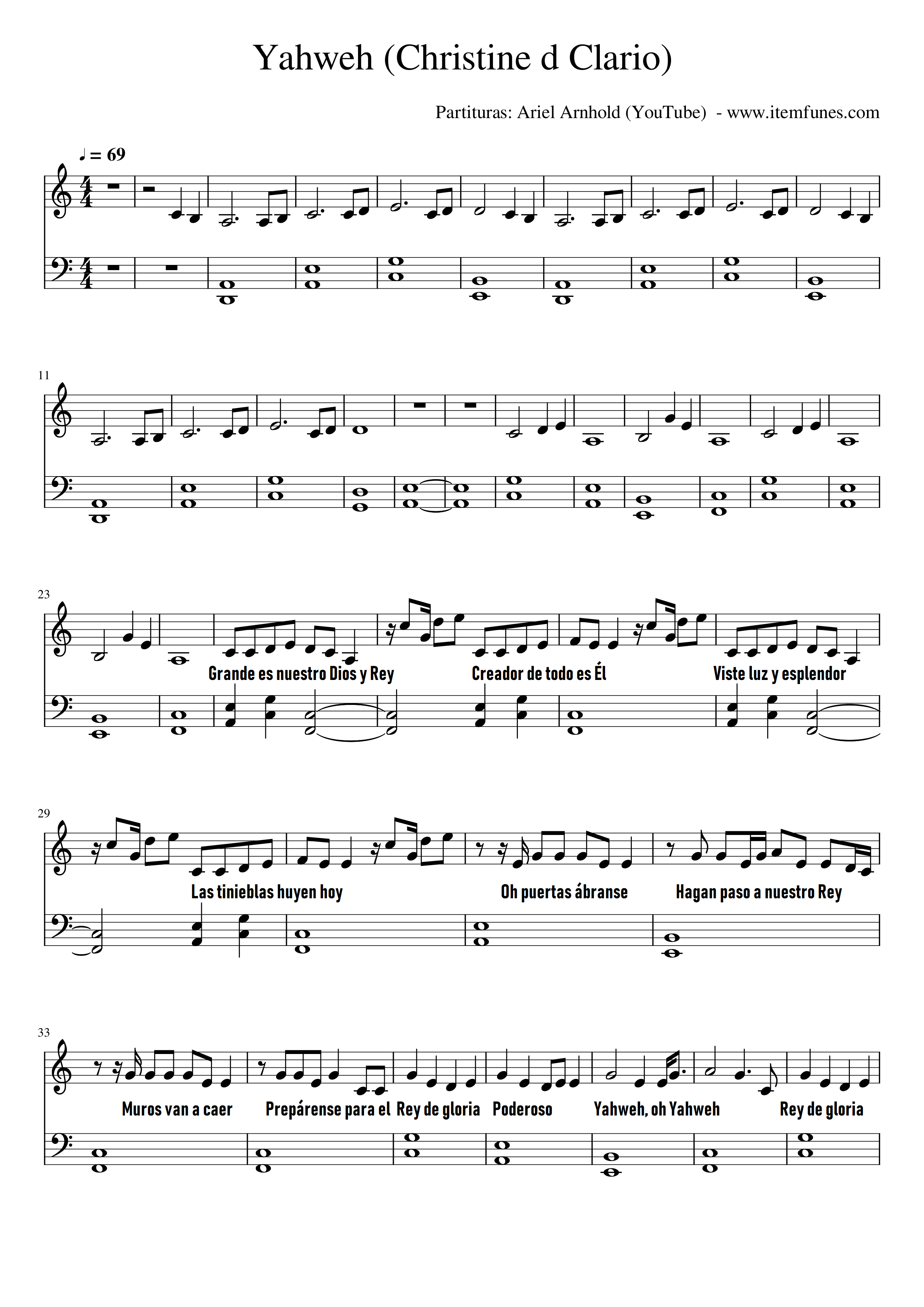 YAHWEH - Christine d Clario - Partitura Completa Piano Melodia Acordes Letra  - Payhip