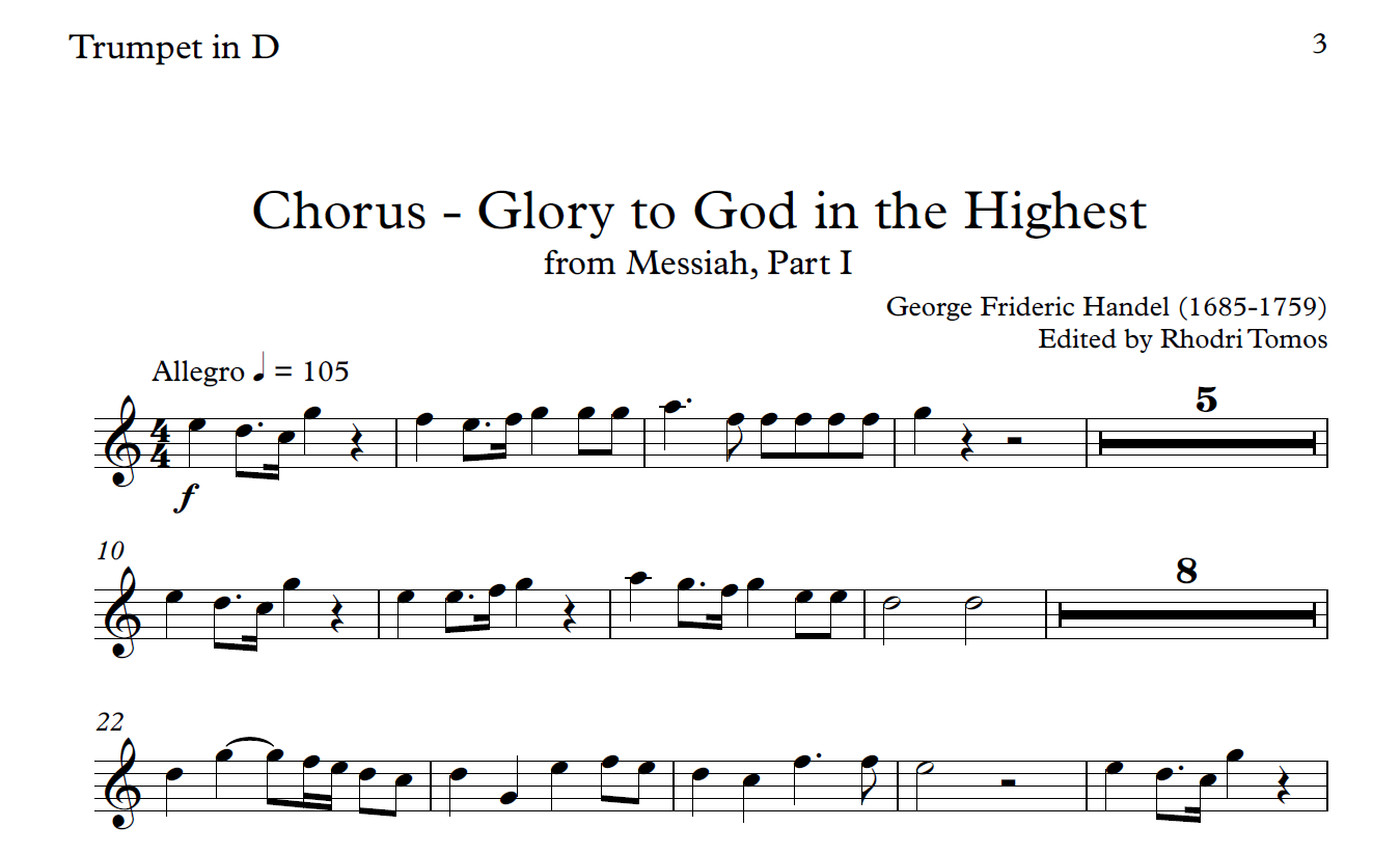 Handel HWV56 Messiah. Music minus trumpet 1 mp3 & Solo Sheet Music (5