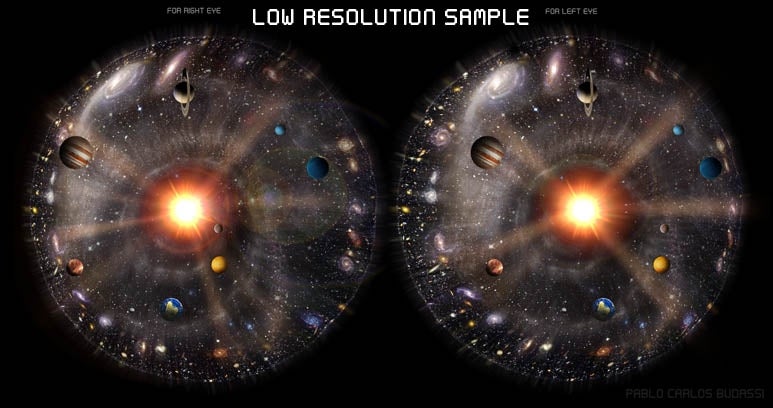 Stereoscopic view of the Solar System with the Milky Way Galaxy