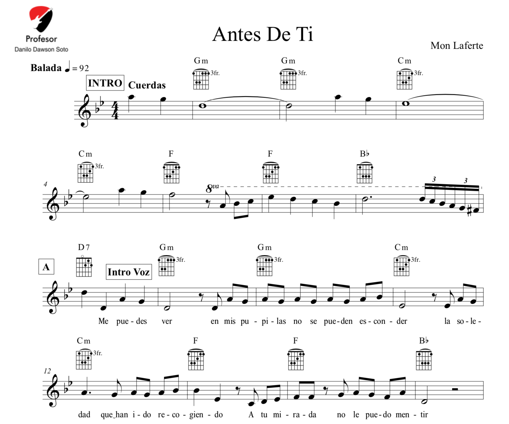 Partitura de la canción ANTES DE TI (Mon Lamerte) - Payhip