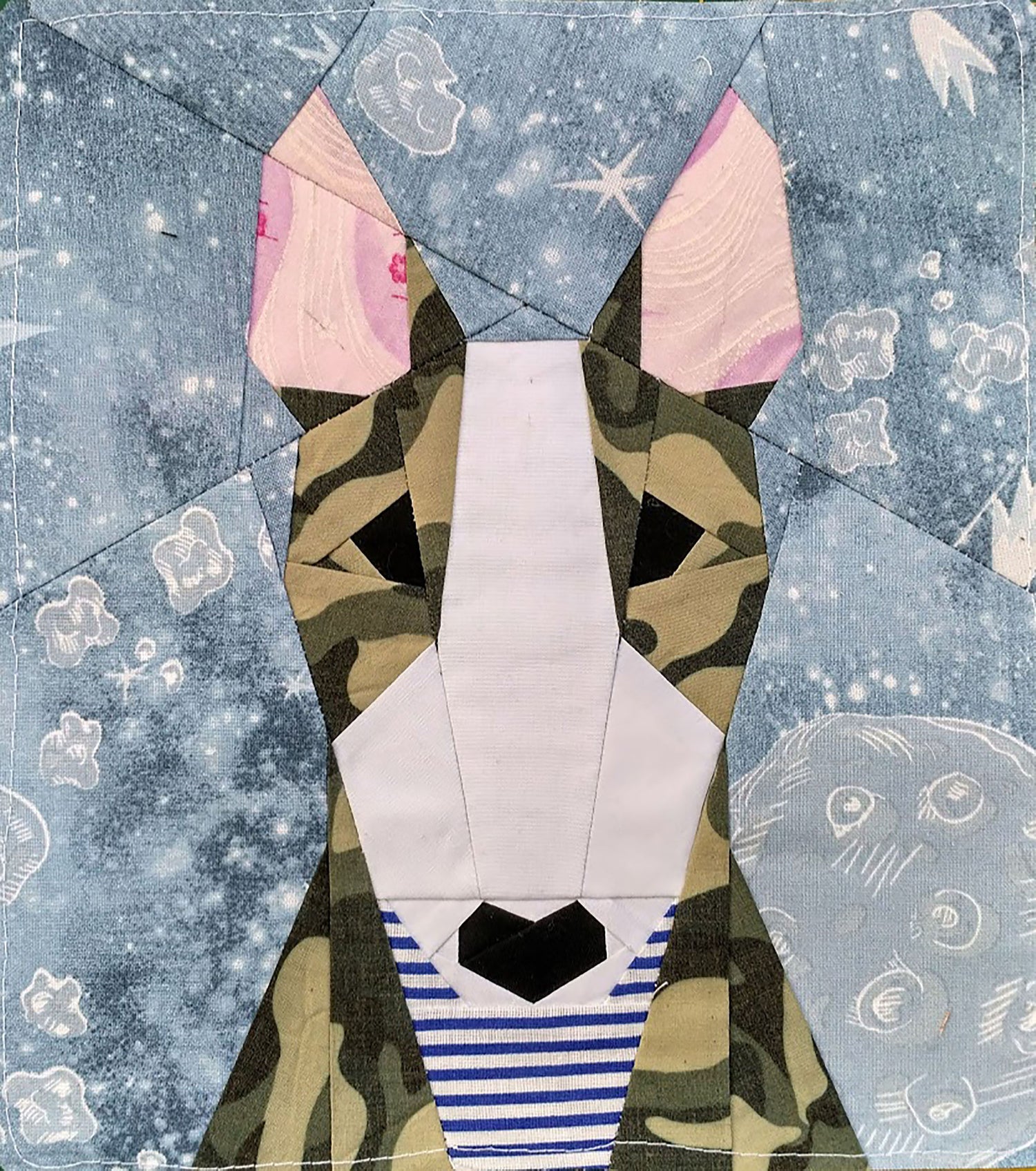 Great Dane Quilt Block PDF Pattern 4 versions in technology Paper