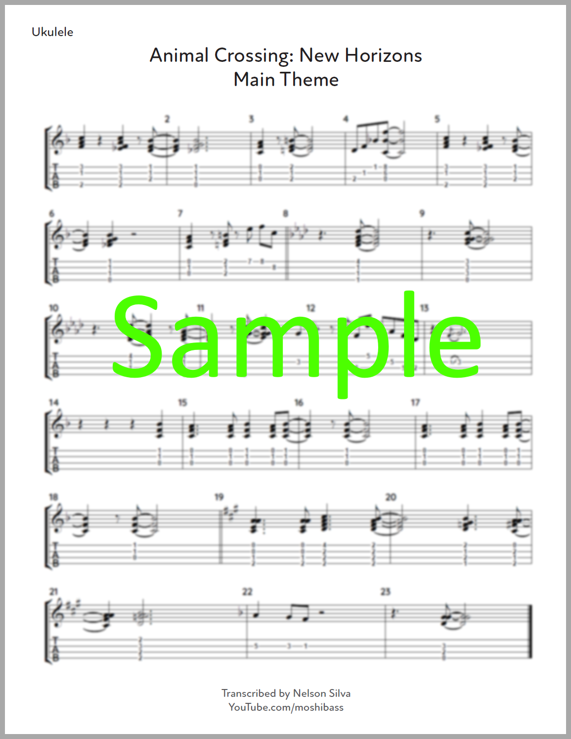 Animal Crossing New Horizons Main Theme Ukulele Tab / Sheet Music Payhip