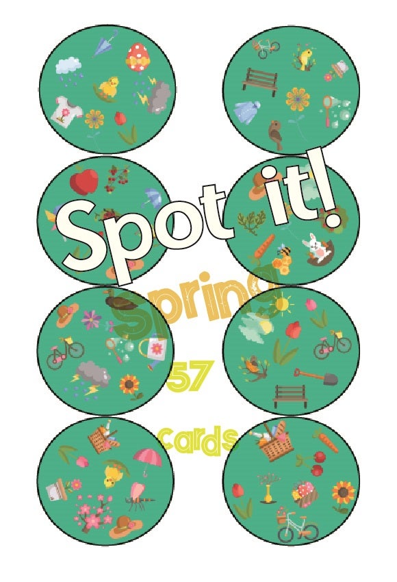 Spot it! Dobble! Spy! Seek it! Printable Spring Game with 57 cards ...