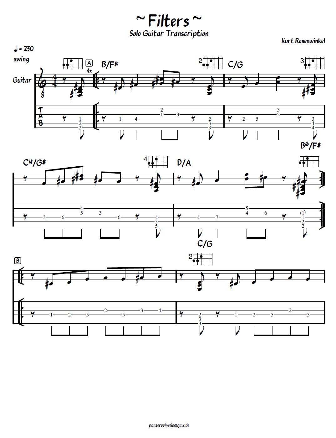 Kurt Rosenwinkel Filters Solo Guitar Transcription Payhip