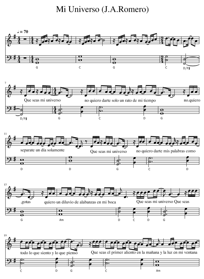 MI UNIVERSO - Jesus Adrian Romero Partitura Cristiana Completa Piano Letra  Acordes - Payhip