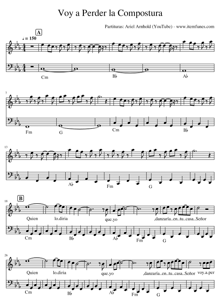 VOY A PERDER LA COMPOSTURA Partitura Cristiana Piano COmpleta Melodias Trompetas  Acordes Letras - Payhip