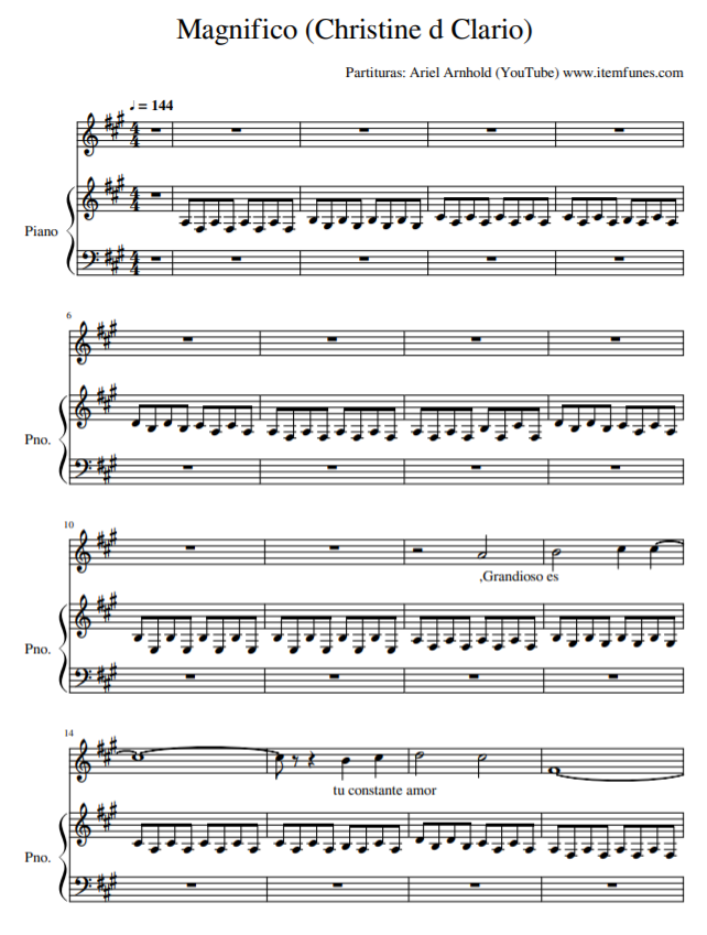 MAGNIFICO Christine d Clario Partituras Cristianas Piano y Canto Melodias  Letras Acordes - Payhip