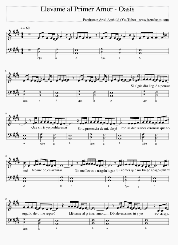 LLEVAME AL PRIMER AMOR . Oasis Ministry - Partitura Cristiana Piano  Completa Acordes Letras Melodías - Payhip