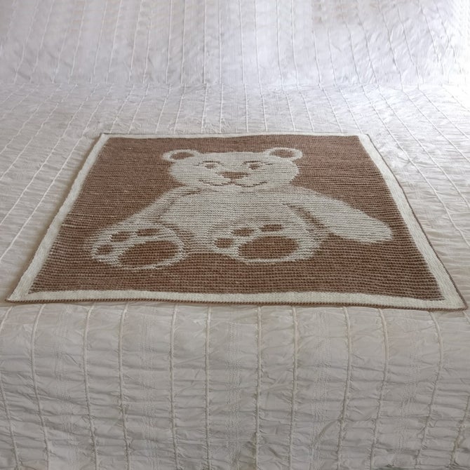 Teddy Bear Illusion Baby Blanket and Cushion PDF knitting pattern