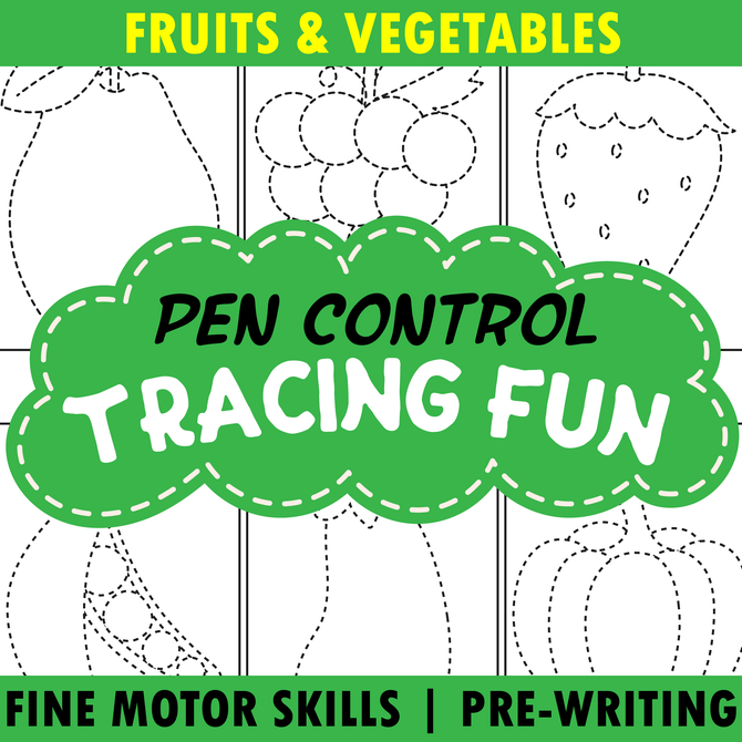 fruits vegetables tracing activities for kindergarten prewriting
