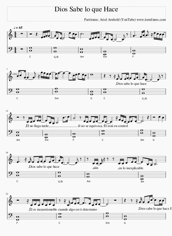 DIOS SABE LO QUE HACE Samuel Hernanez Partitura Completa Piano Acordes ...