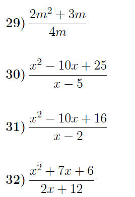 Simplifying algebraic fractions worksheet no 5 (with detailed solutions