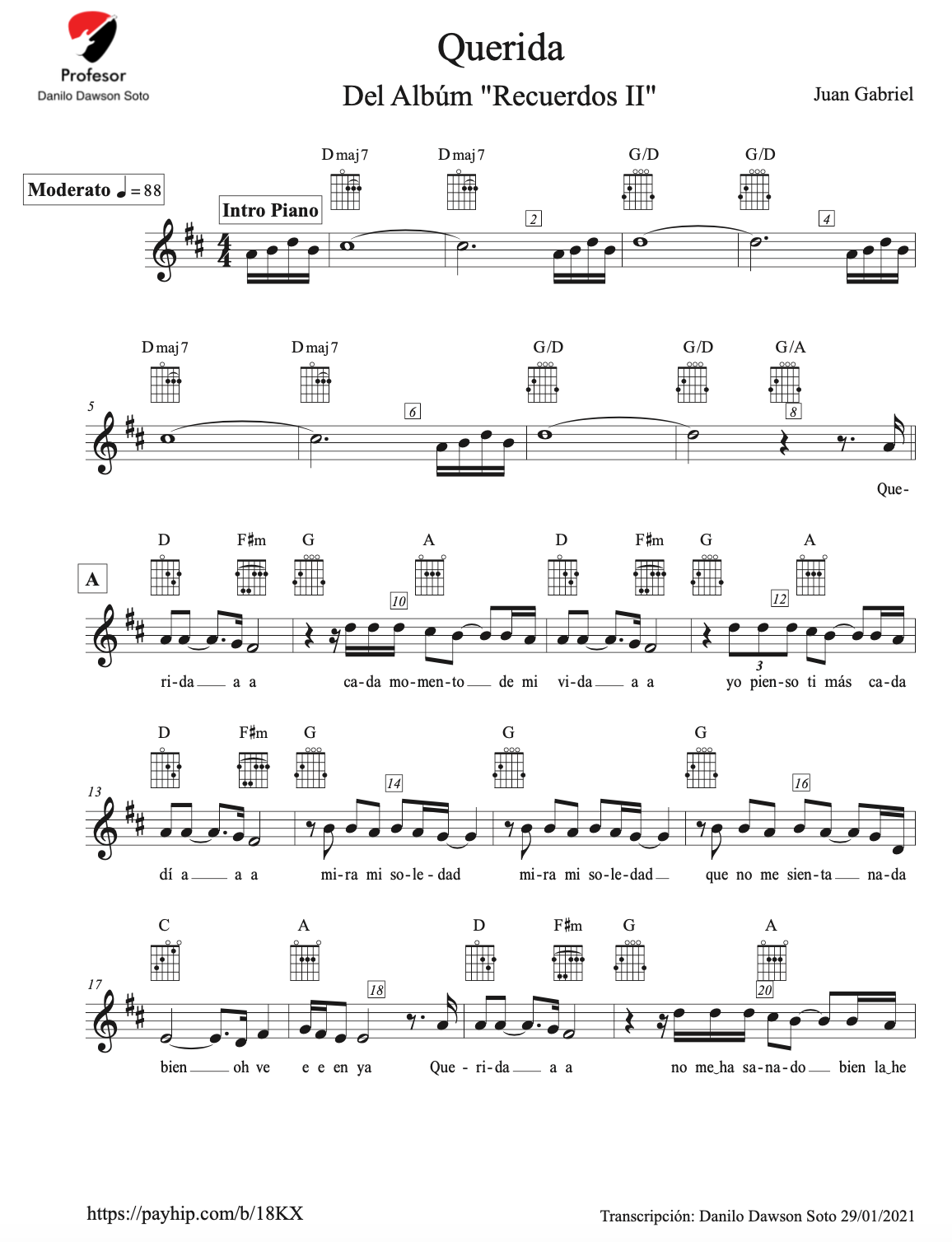 PARTITURA DE LA CANCIÓN QUERIDA (Juan Gabriel) Payhip PARTITURA DE LA CANCIÓN QUERIDA (Juan Gabriel) Payhip