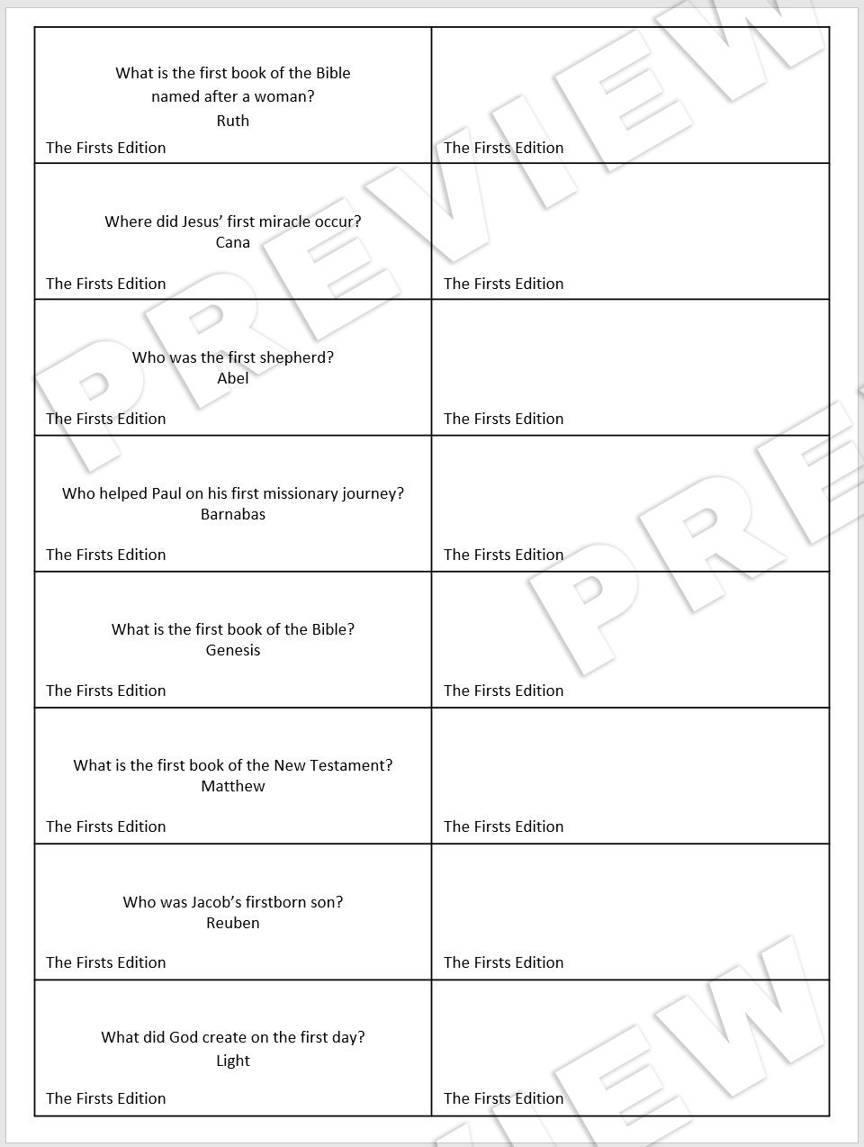Bible Bingo - The Firsts Edition - Payhip