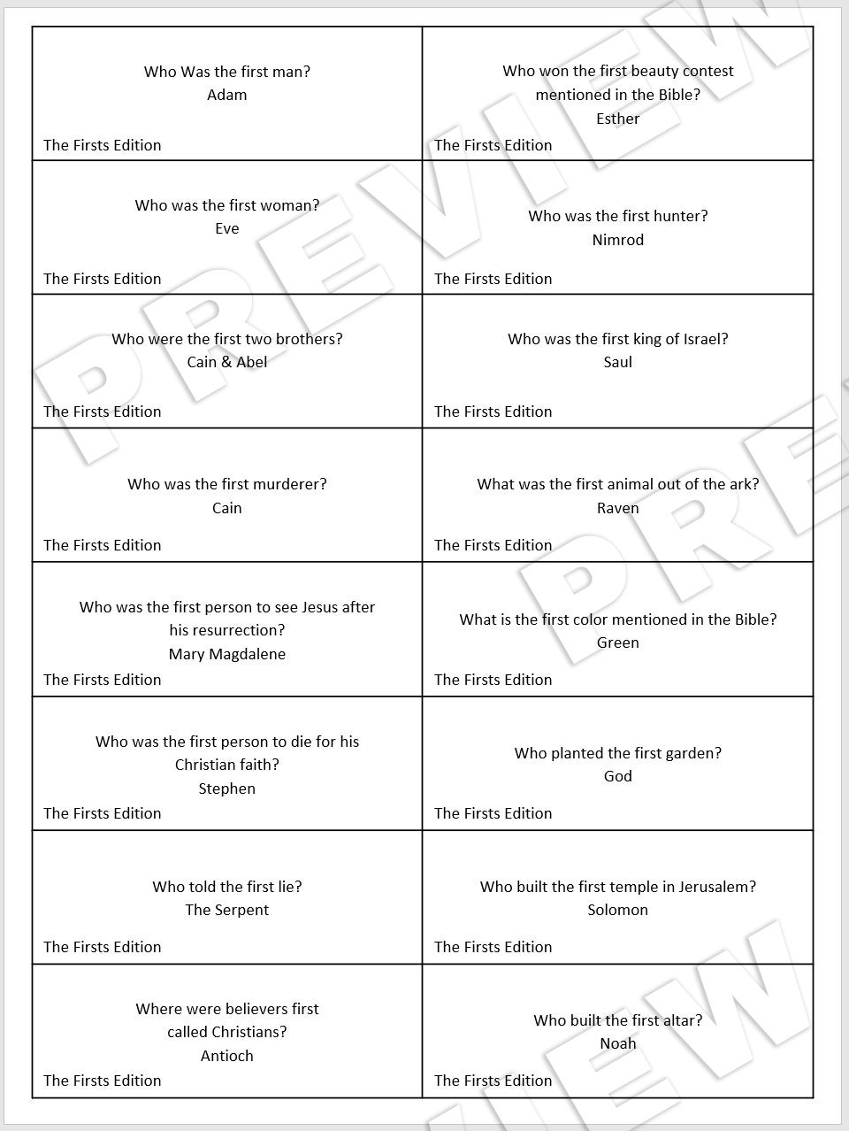 Bible Bingo - The Firsts Edition - Payhip