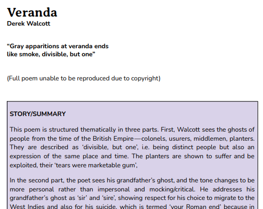 'Veranda' by Derek Walcott - Poem Analysis - Payhip