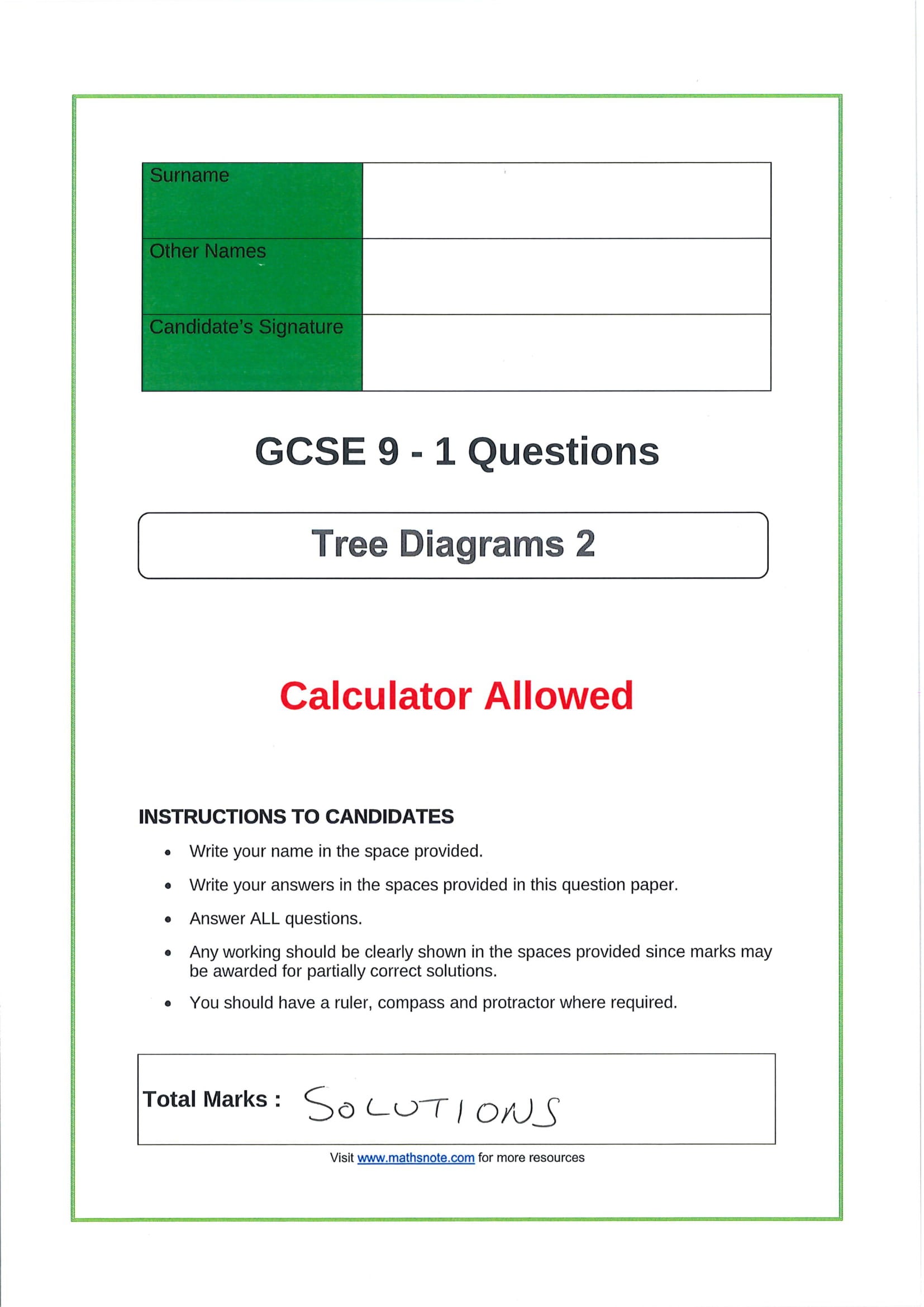 Tree Diagrams 2 Solutions Payhip