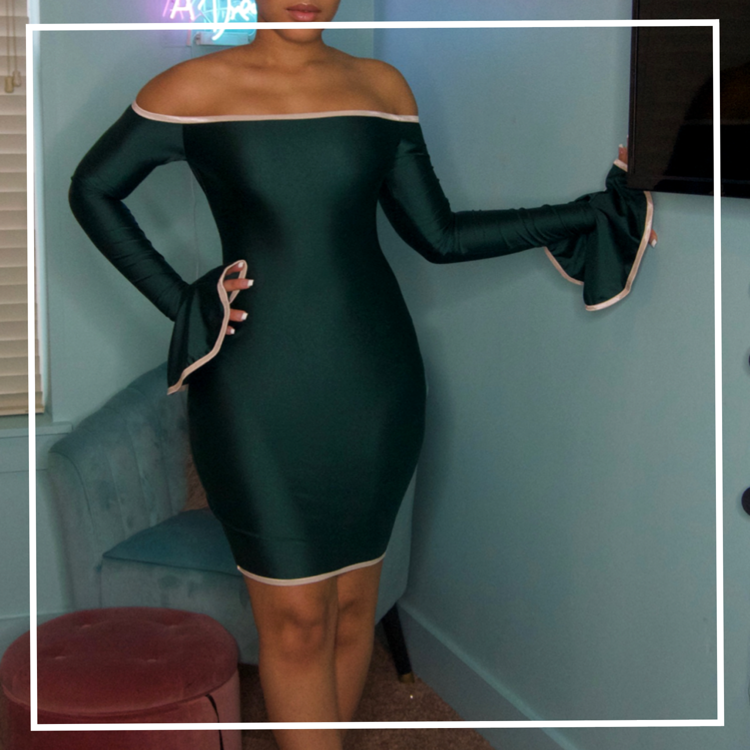 Long sleeve tube dress with ruffle sleeve size S Payhip