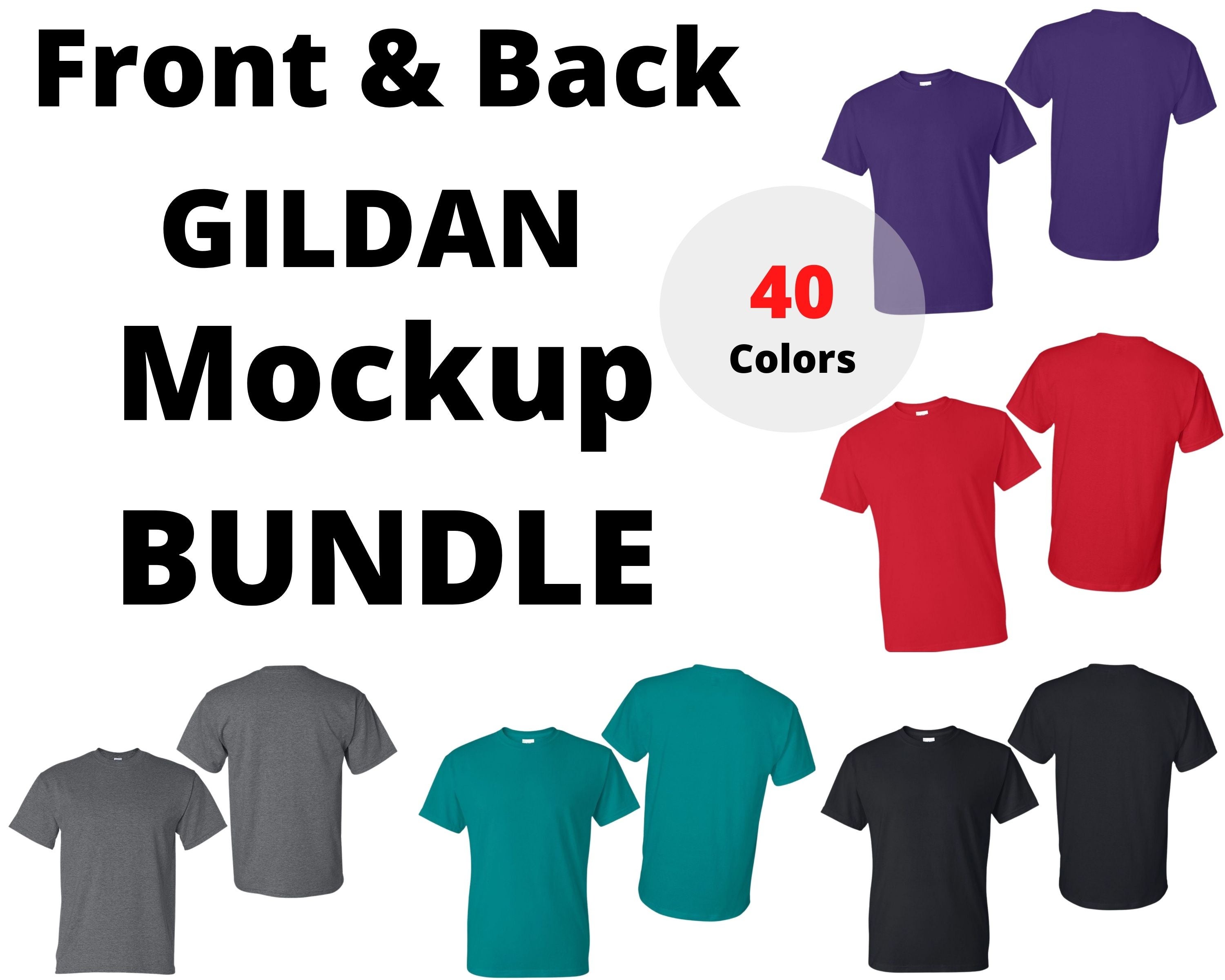 Front \u0026 Back Gildan Mockup Bundle 