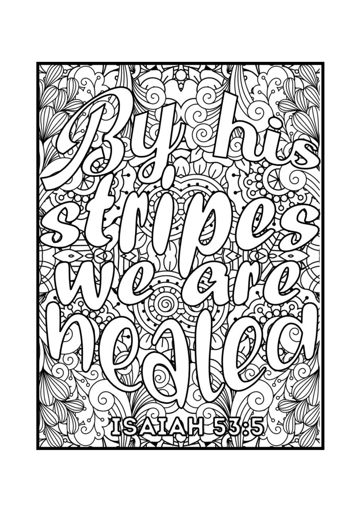 Bible Verse colouring page - By His stripes we are healed - Payhip