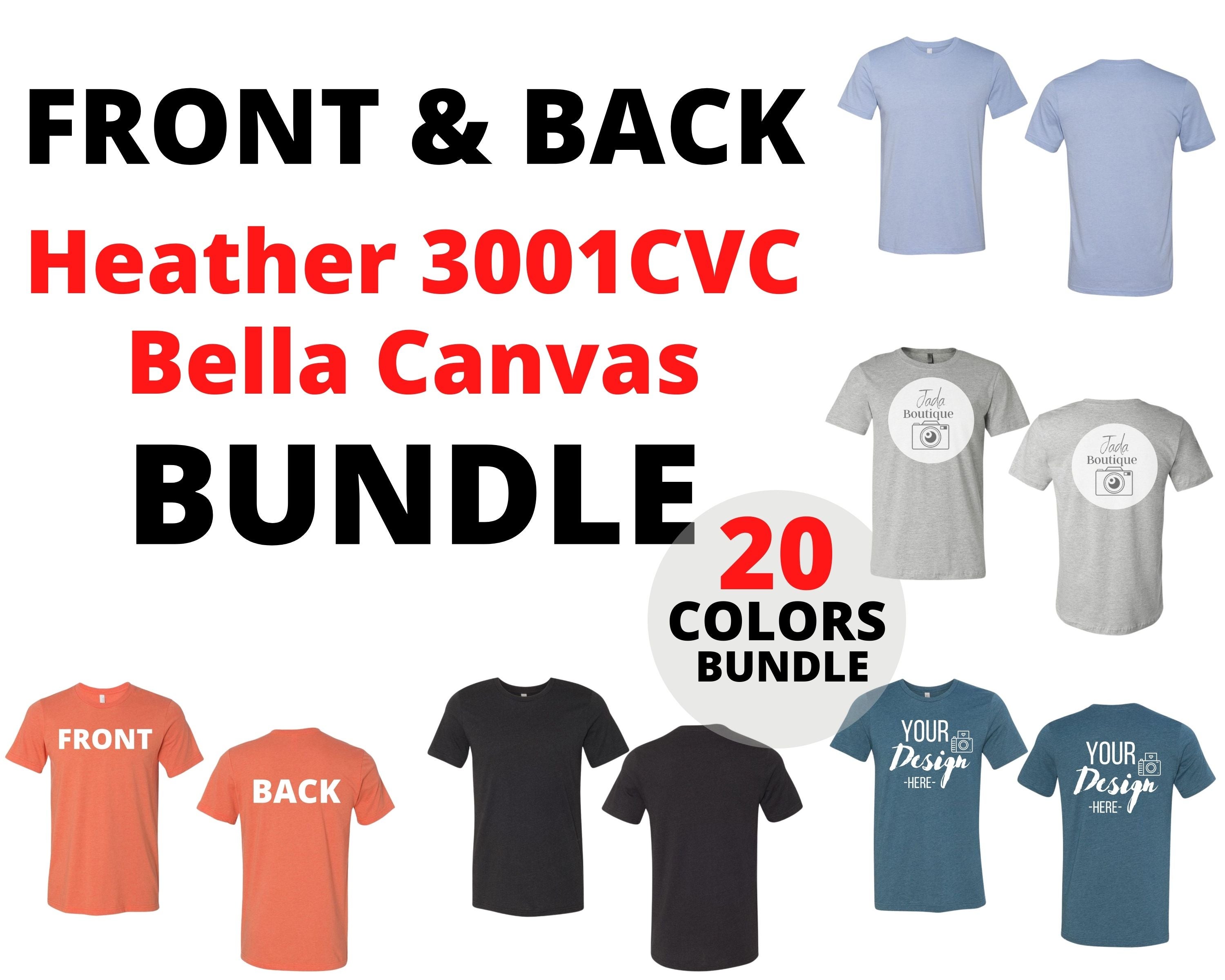 Front \u0026 Back Bella Canvas 3001 Heather 