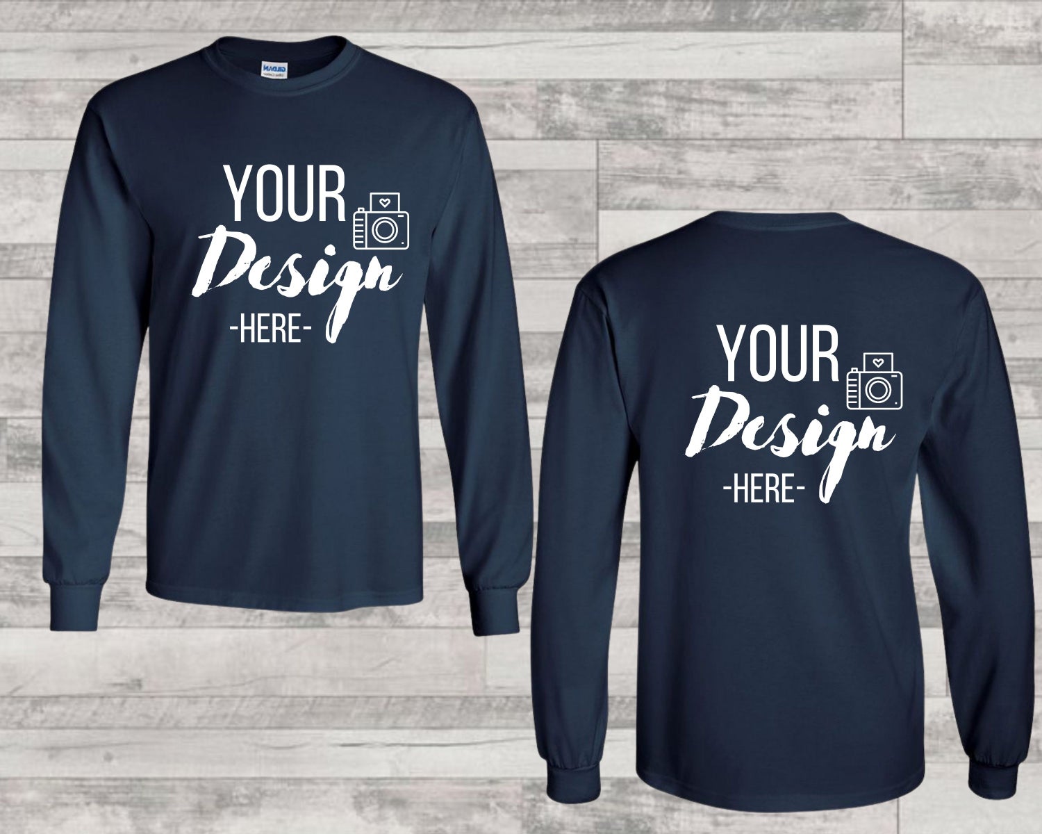 Front and Back Gildan 2400 Mockup, Navy Gildan 2400 MockUp