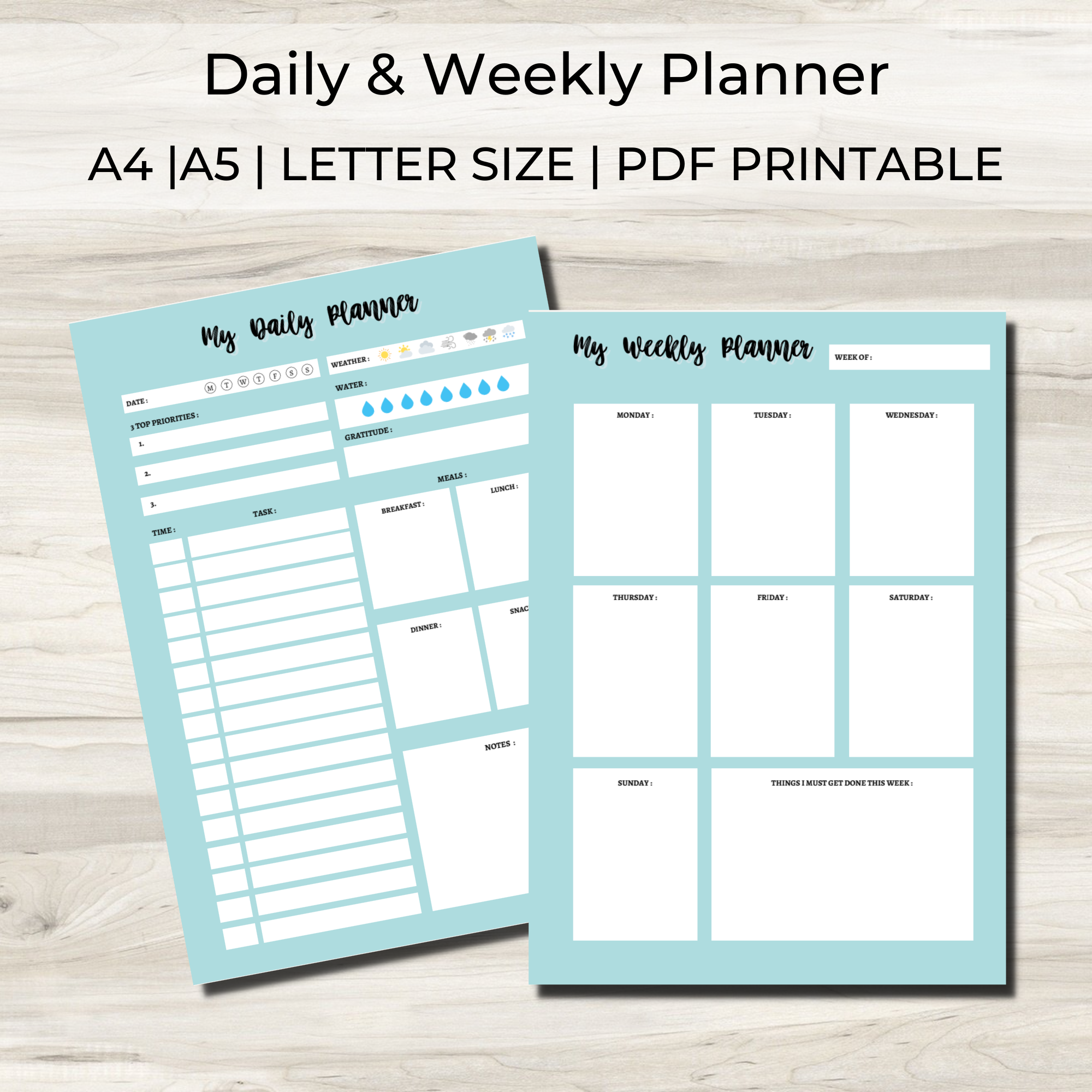 Daily Planner | Weekly Planner | Printable Daily & Weekly Planner | PDF |  Instant Download - Payhip