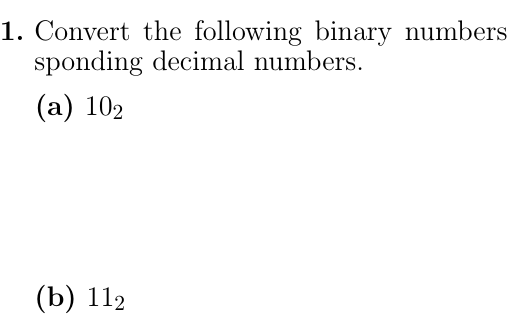 Binary numbers worksheet (with solutions)