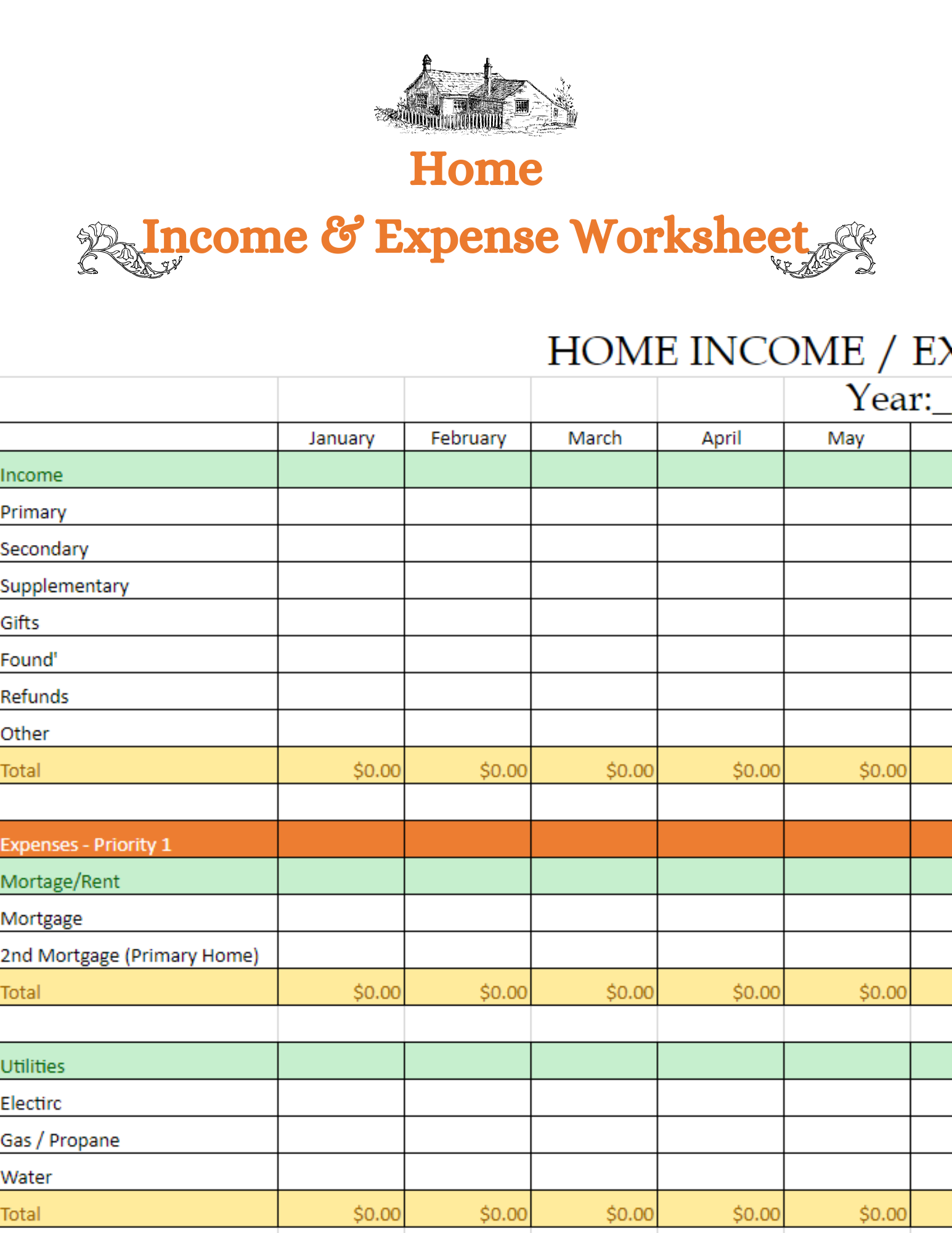 Easy Home Income & Expense Worksheet - Payhip