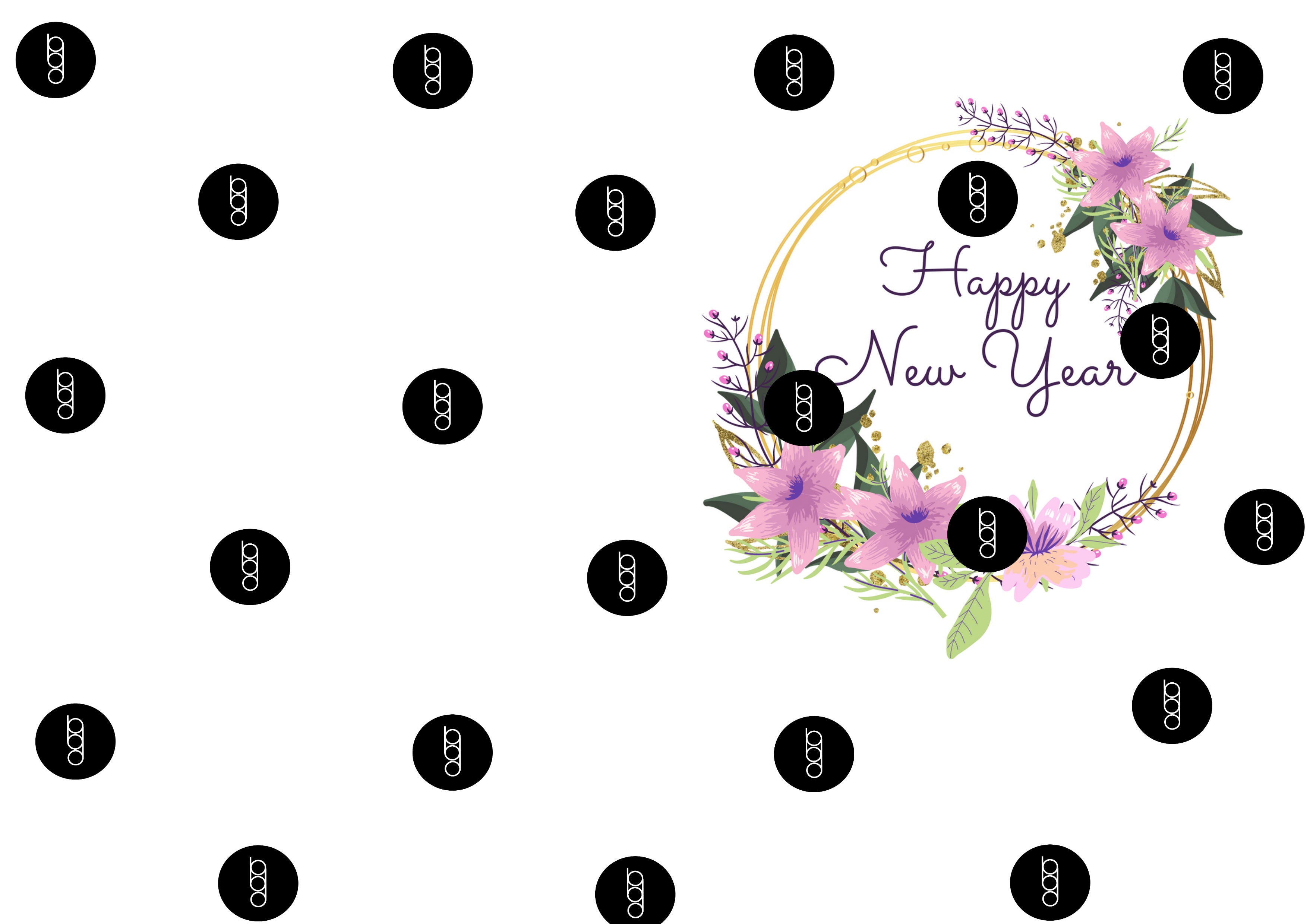 Happy New Year Wreath Printable Card Blank PDF A4 Digital Download - Payhip
