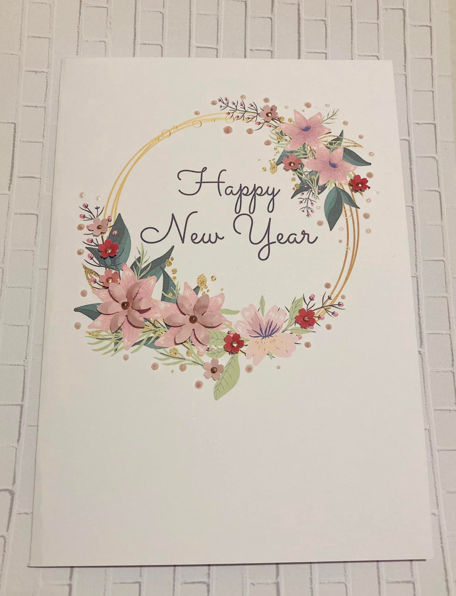 Happy New Year Wreath Printable Card Blank PDF A4 Digital Download - Payhip