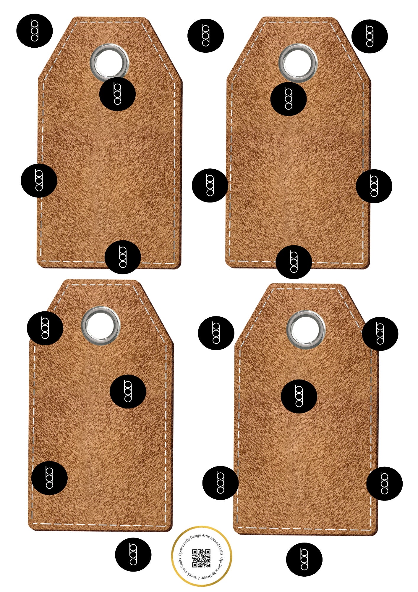 Large Tag Sheet PDF Digital Download 4 Large Faux Leather Effect Tan