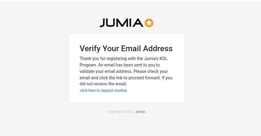 Jumia Affiliate program email verification