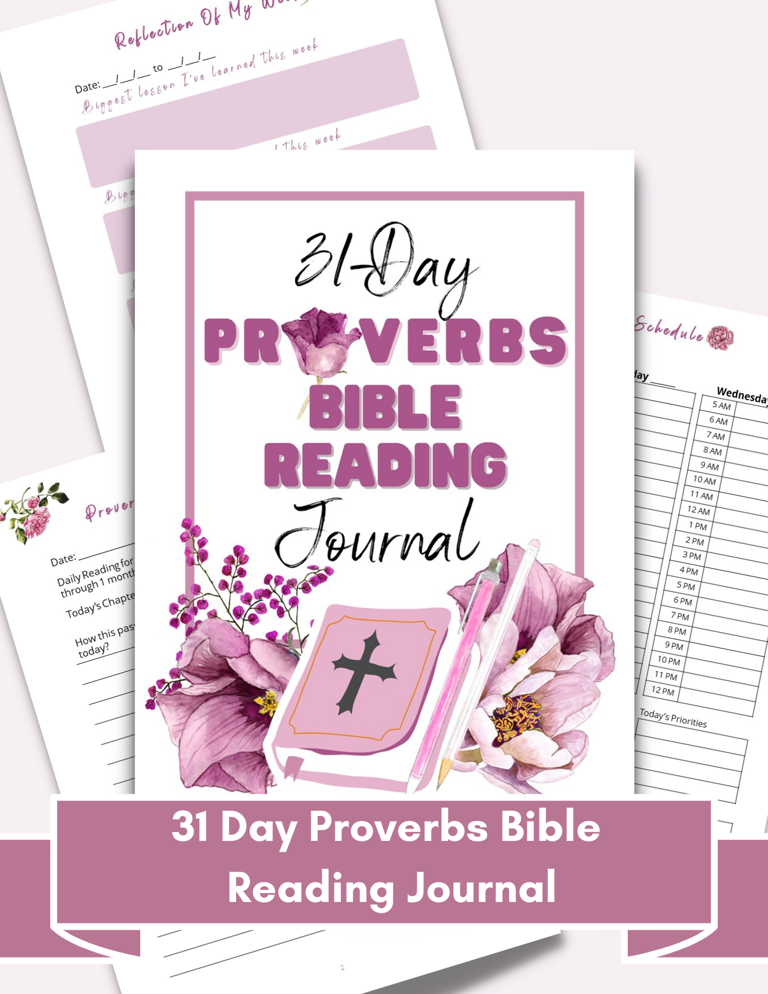 light purple Proverbs Bible reading journal mockup 