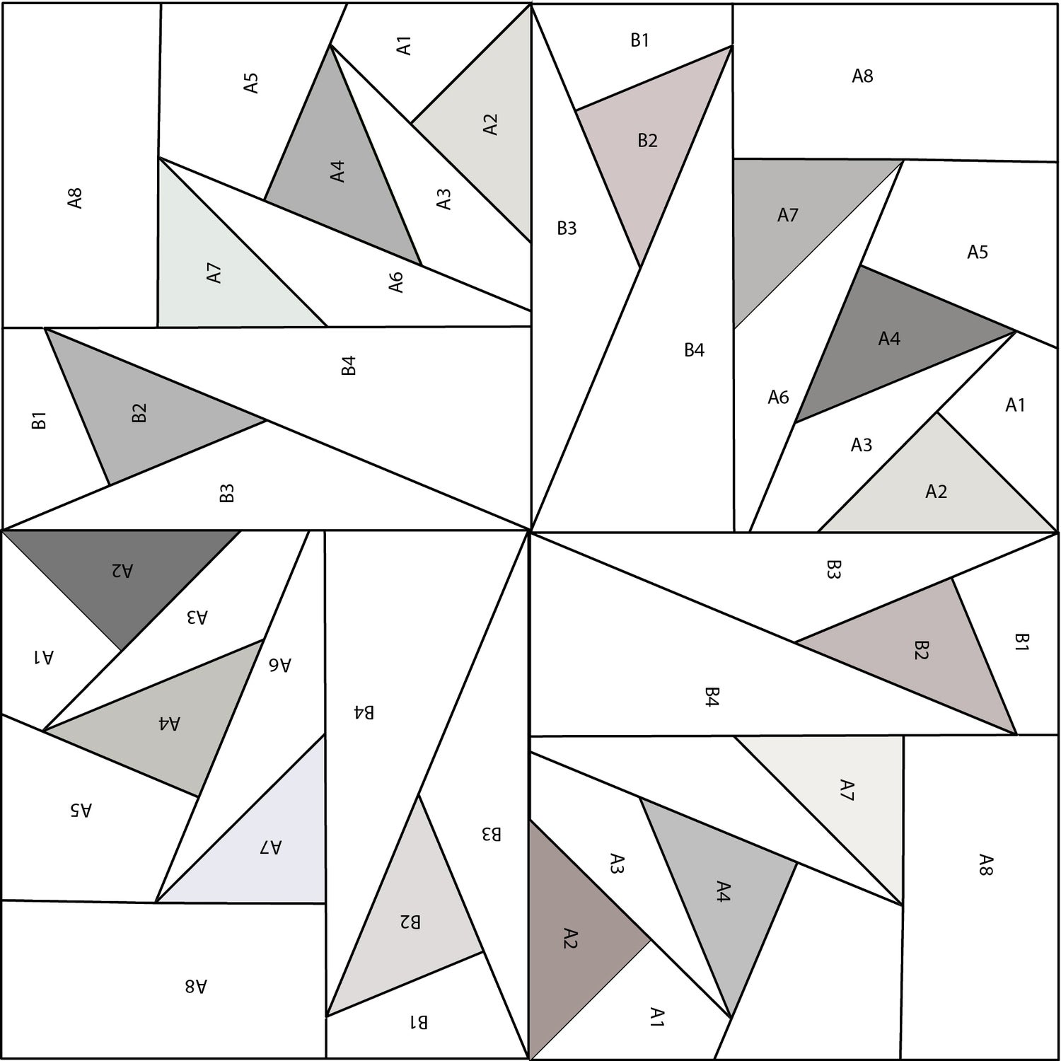 FPP Block Muster DEUTSCH "Dancing Kites" Patchwork Quilting