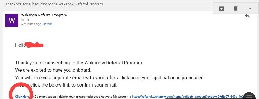 Verify email address for WakaNow referral program