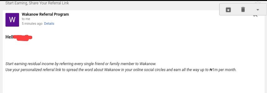 Copy WakaNow referral link
