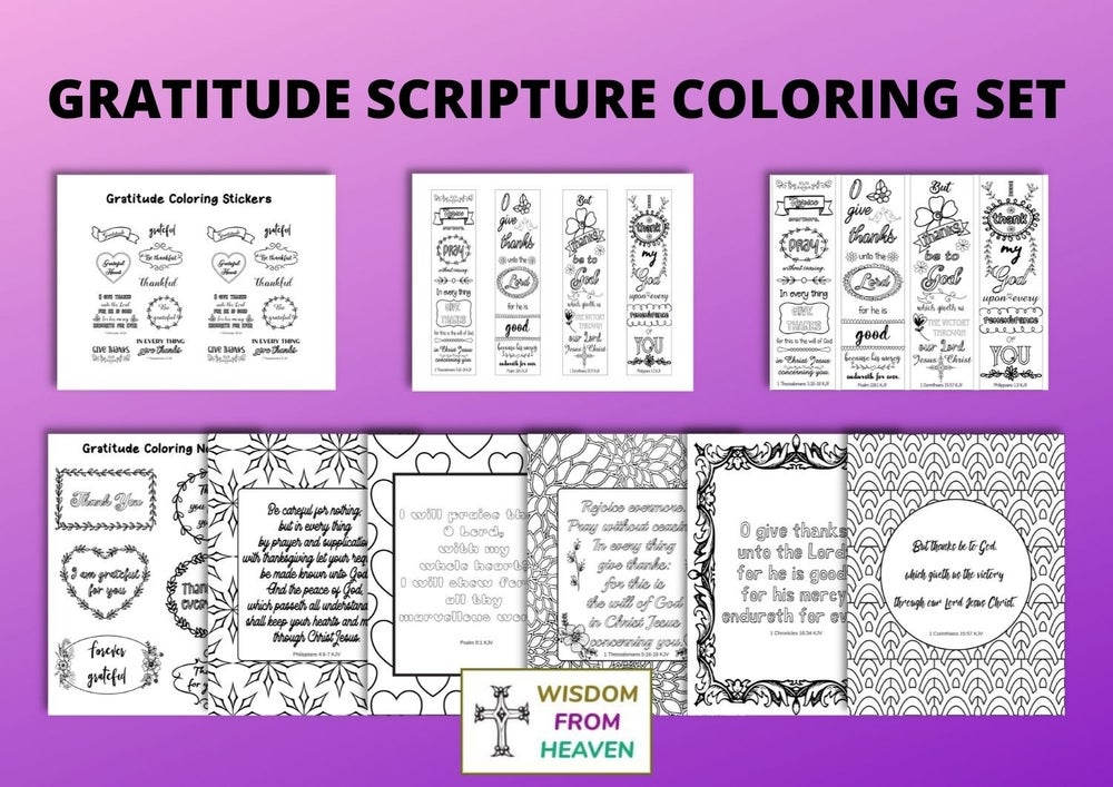 gratitude scripture coloring set