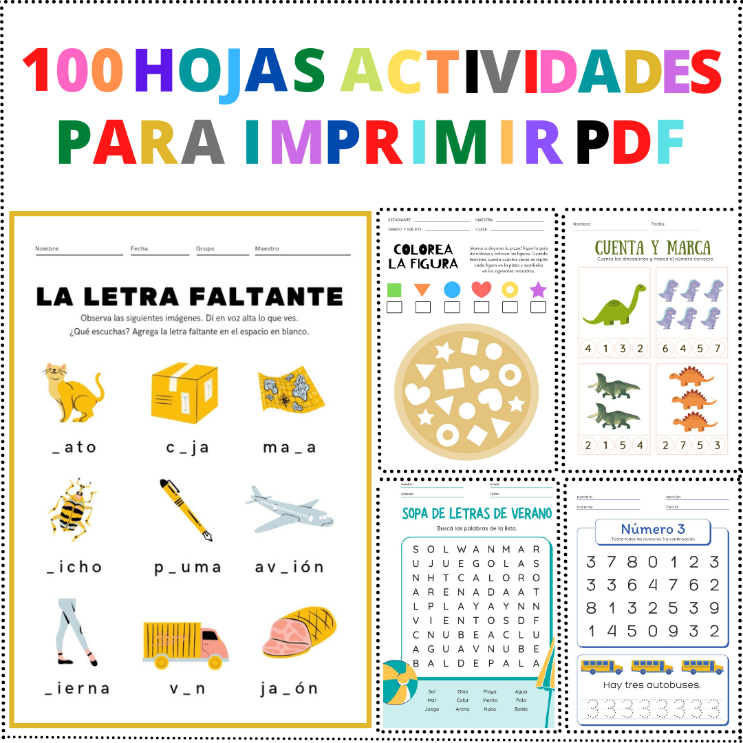 100 Hojas De Actividades Escolares Para Imprimir Pdf Payhip