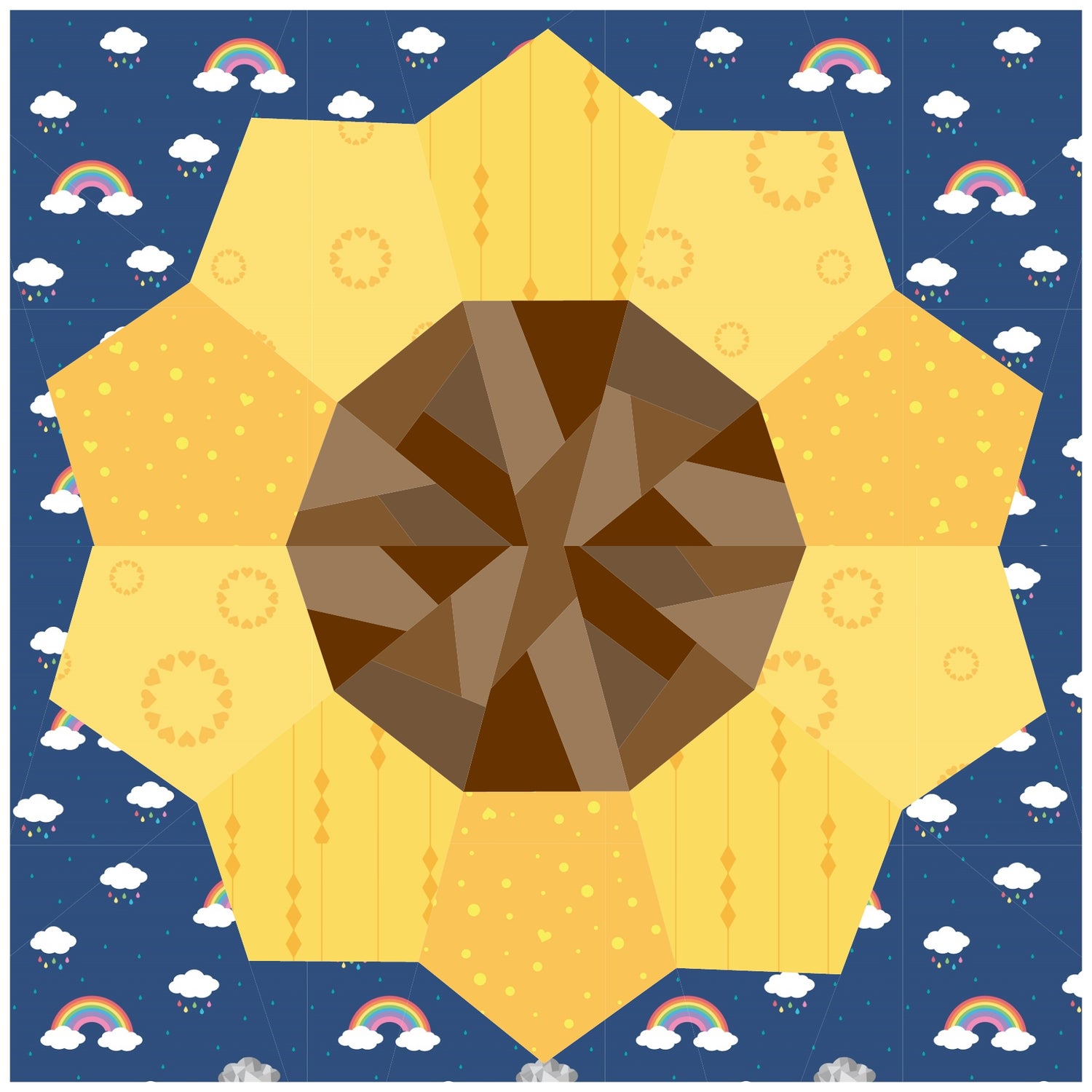 sunflower for ukraine paper pieced pattern payhip