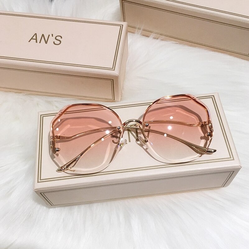 Fashioned Beveled-Edge Sunglasses Semi-Rimless High-Quality Trendy Minimalist Sunglasses for Women