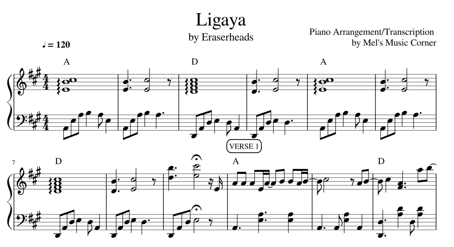 Ligaya by Eraserheads sheet music Payhip